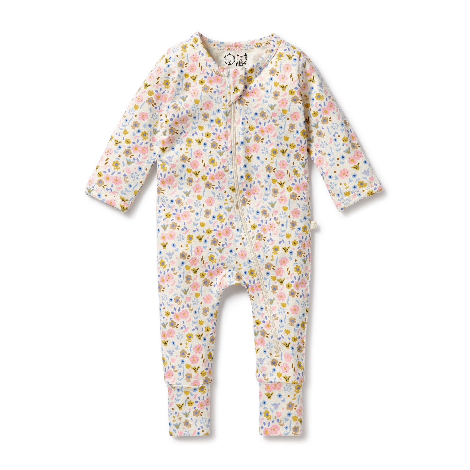 Wilson and Frenchy Organic Ava Floral Zipsuit with feet 0-3mths