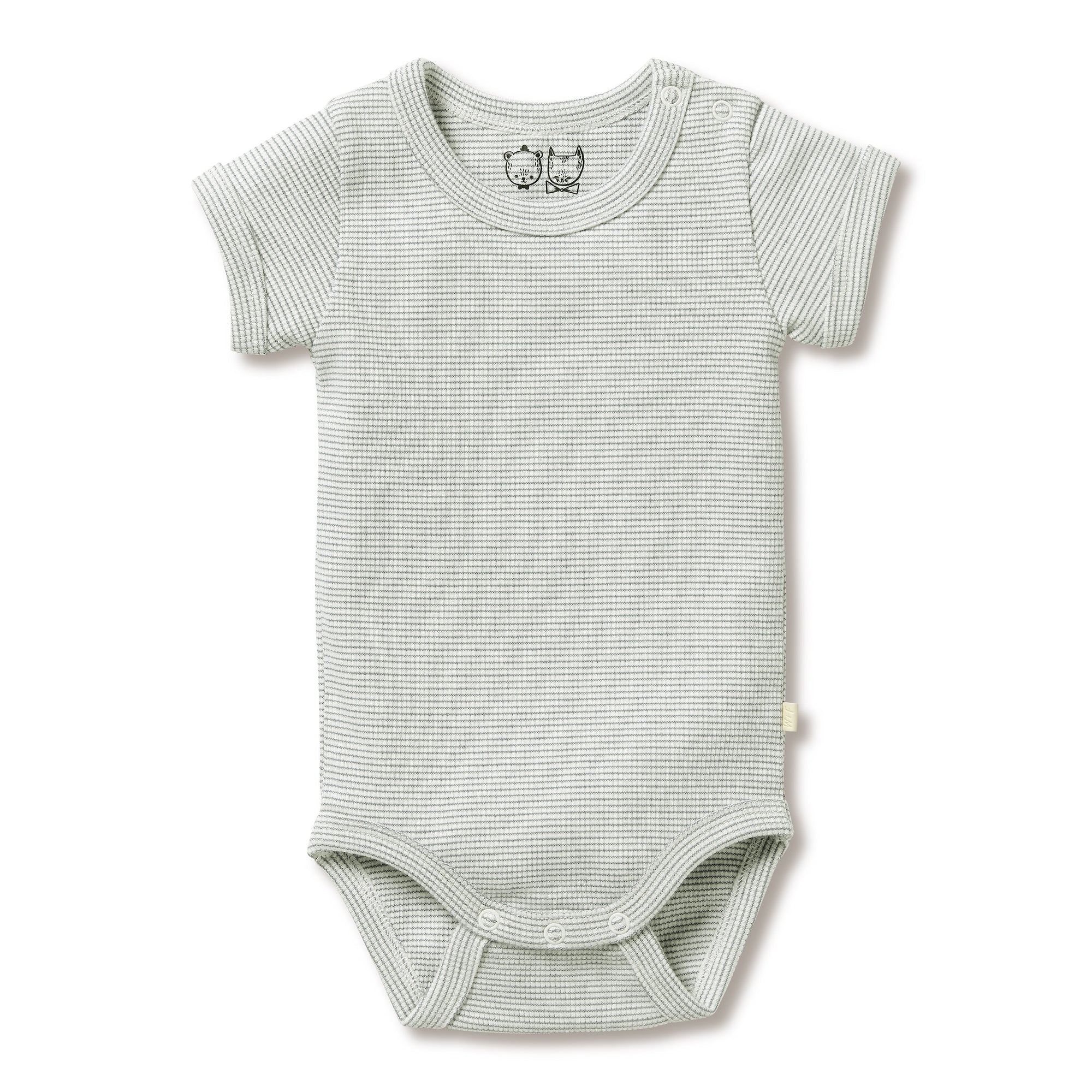 Wilson and Frenchy Organic Stripe Rib Bodysuit- Fern 3-6mths