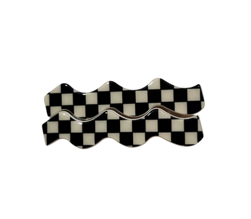 Whitney Checker Alligator Clip Black and Cream