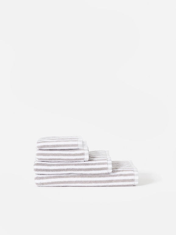 Citta Design Wide Stripe Cotton Hand Towel Grey / White