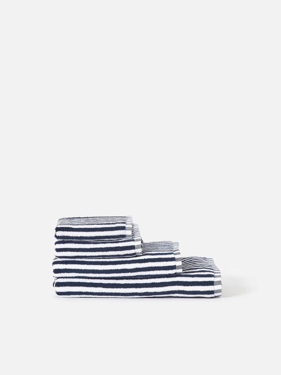 Citta Design Wide Stripe Cotton Hand Towel Navy/ White