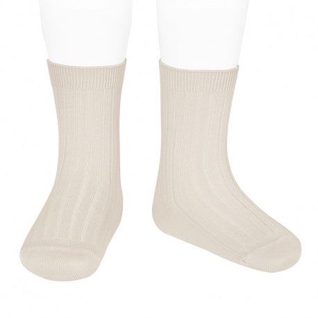 Condor 2016/4 Short Ribbed Socks - Linen Size 0