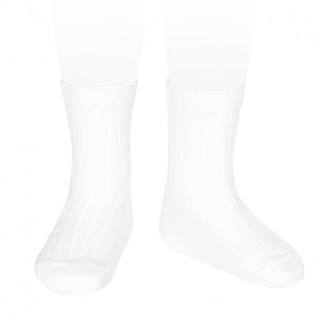 Condor 2016/4 Short Ribbed Socks - White Size 4