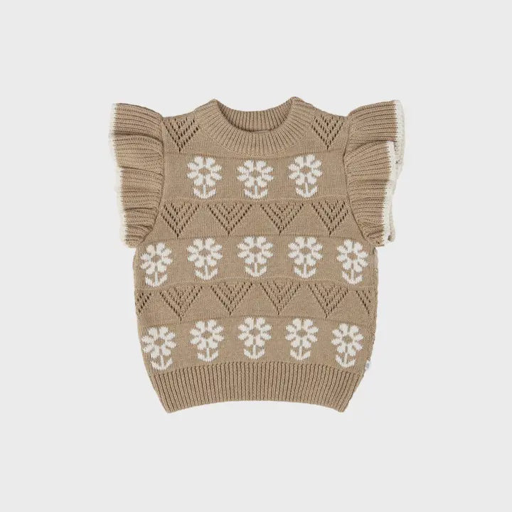 Knit Vest - Daisy Caramel - Size 1