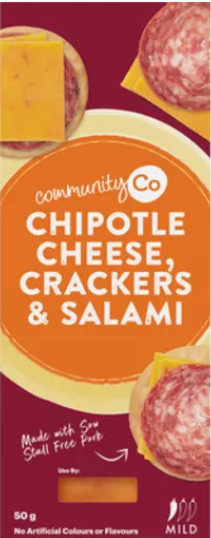 Community Co Salami, Chipotle Cheese & Cracker Packs 50g