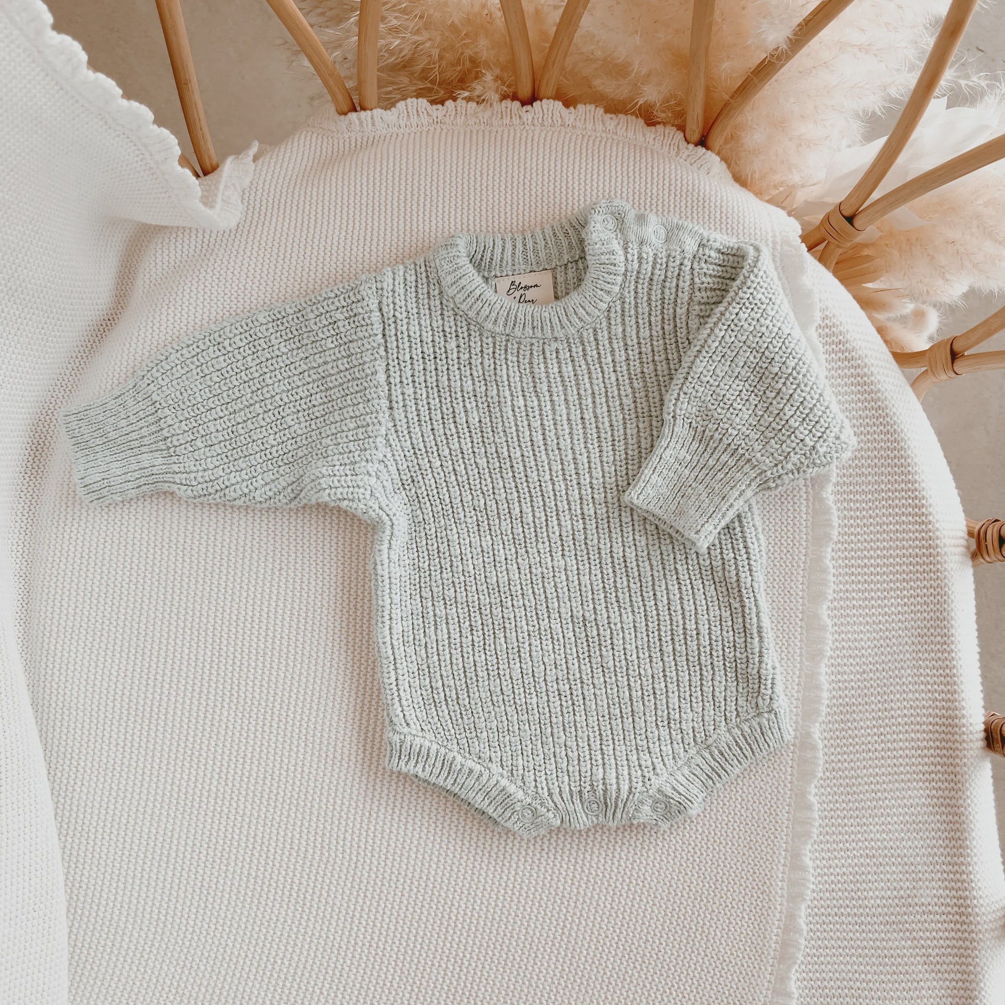 Chunky Knit Romper - Periwinkle Blue 3-6M