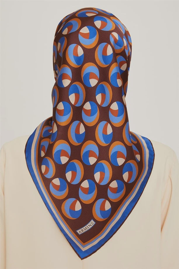 Armine Retro Cosmos Silk Scarf - Brown