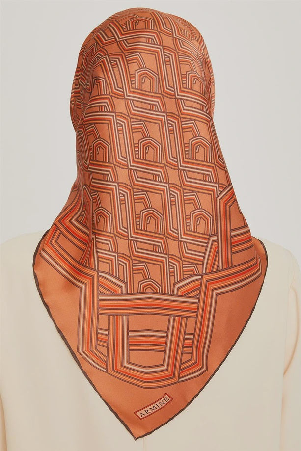 Armine Golden Knot Pattern Silk Scarf
