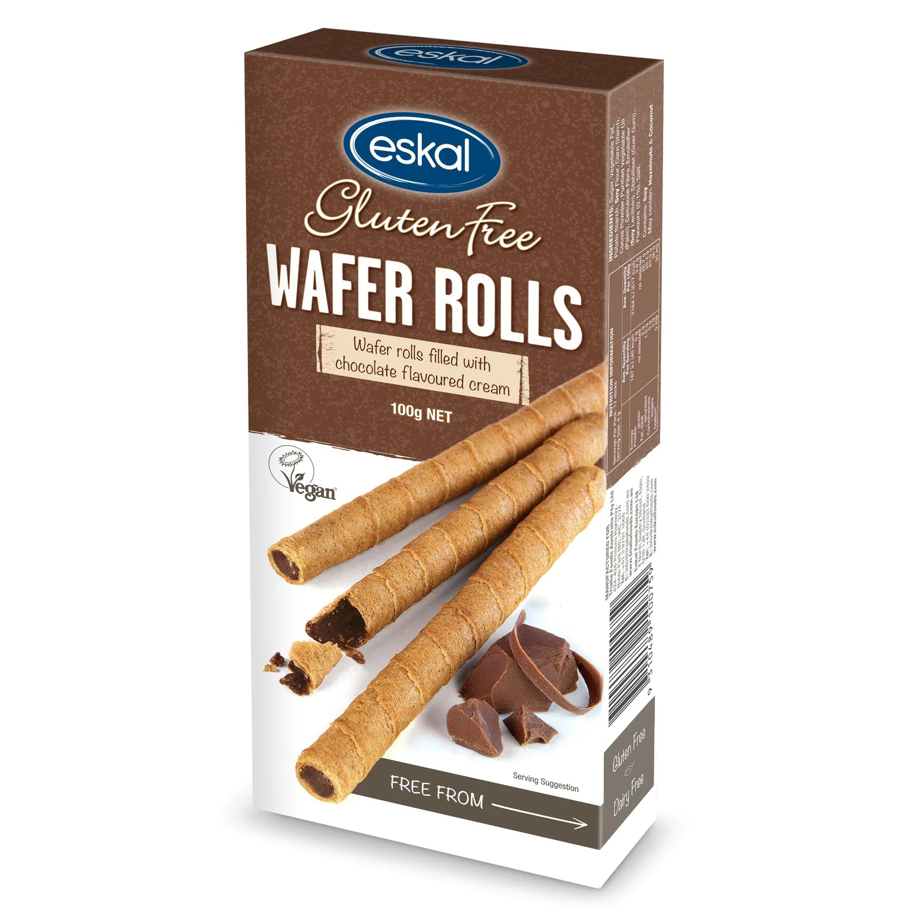 Eskal Chocolate Cream Wafer Rolls GF 100g