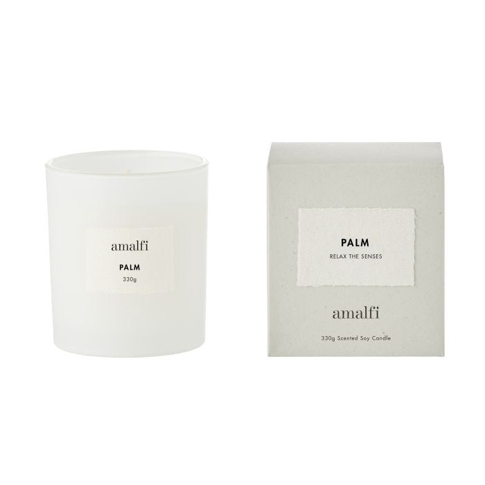 Amalfi Palm Scented Soy Wax Candle 330g White