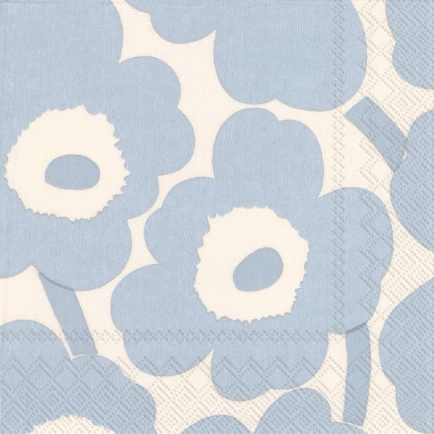 Unikko Cream Light Blue Cocktail Napkin
