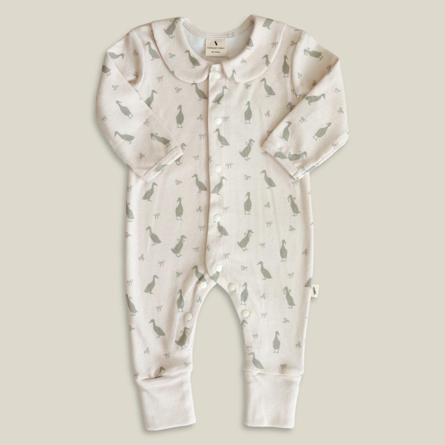 F&T Long Sleeve Bodysuit Duck Cream 0-3 M