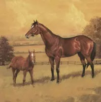 Mare with a Colt Painting - Luncheon Napkin