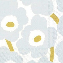 Marimekko Cocktail Napkin  Unikko White Silver