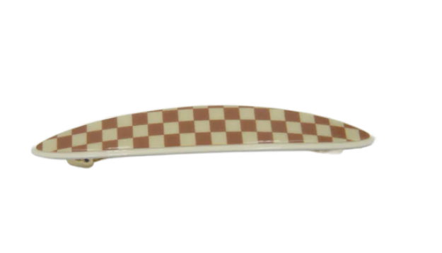 Maya Barrette - Cream with Brown Checker