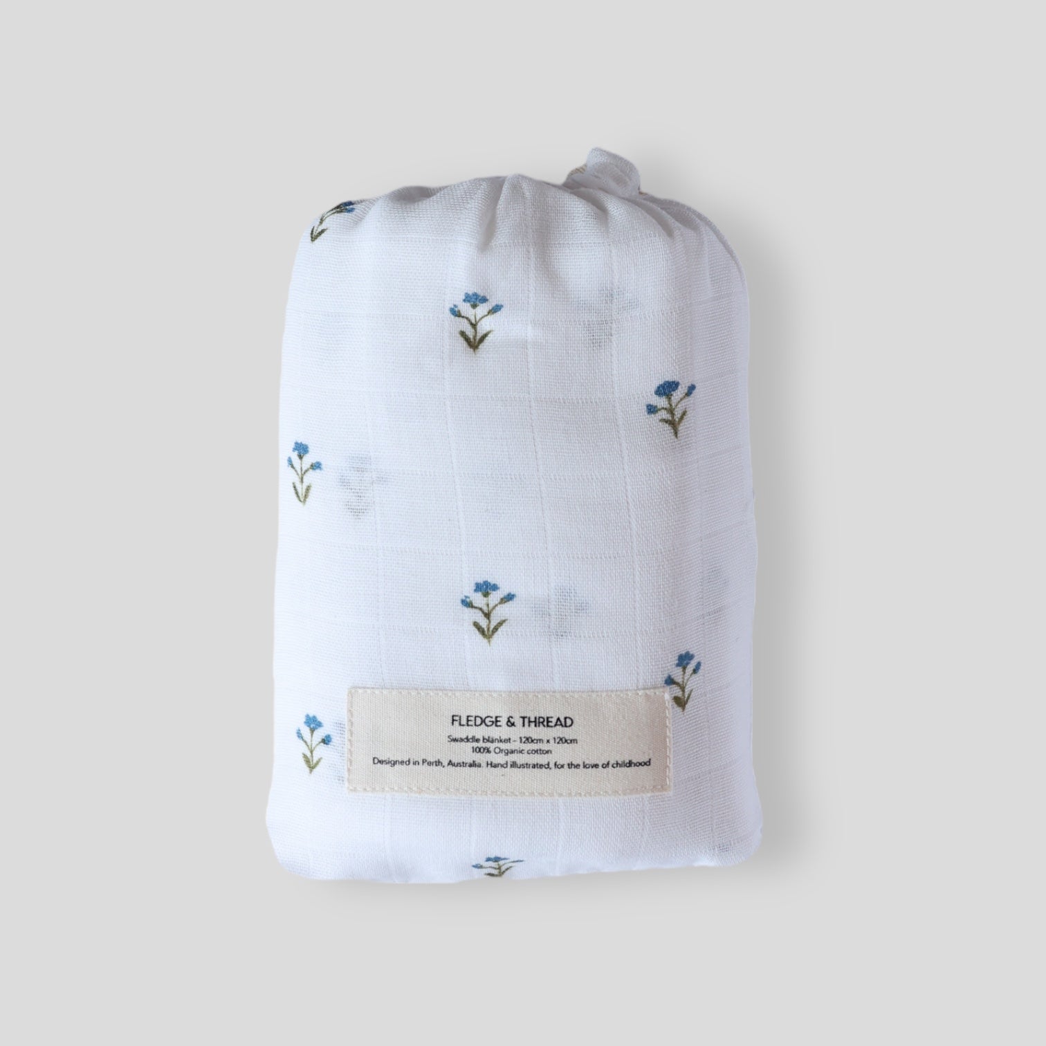 F&T Muslin Swaddle Blue Floral