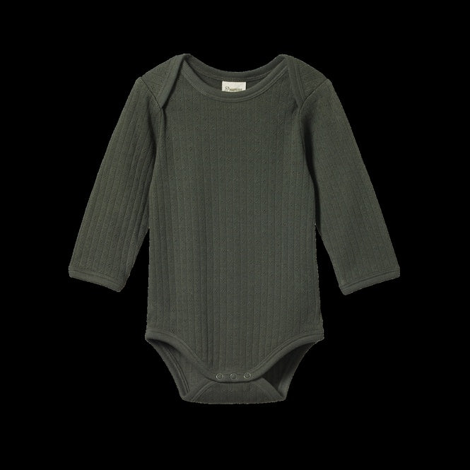 Nature Baby L/S Bodysuit Pointelle Thyme 0-3M