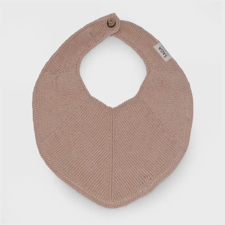 Saga Knitted Bib - Old Rose