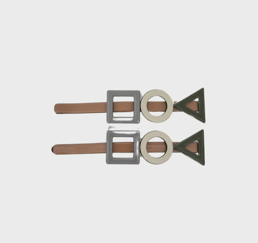 Geometrical Slides Tan, Cream and Dark Green
