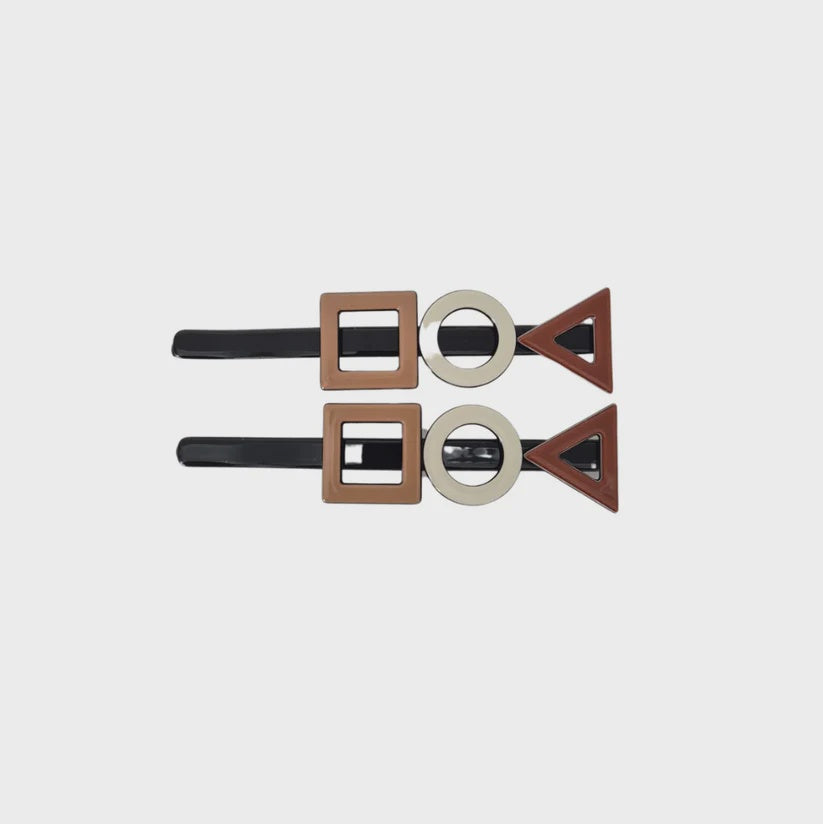 Geometrical Slides Black, Tan & Cream