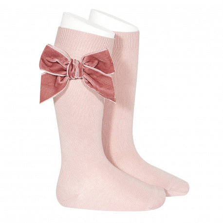 Condor 2489/2 Velvet Bow Knee High Sock