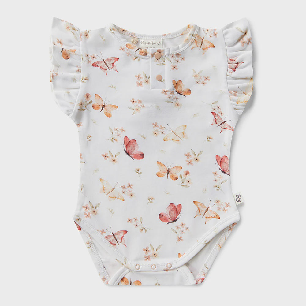 Snuggle Hunny Butterfly Short Sleeve Organic Bodysuit with Frill 0-3 Months (000)