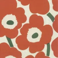 Marimekko Unikko Orange Green - Luncheon Napkin