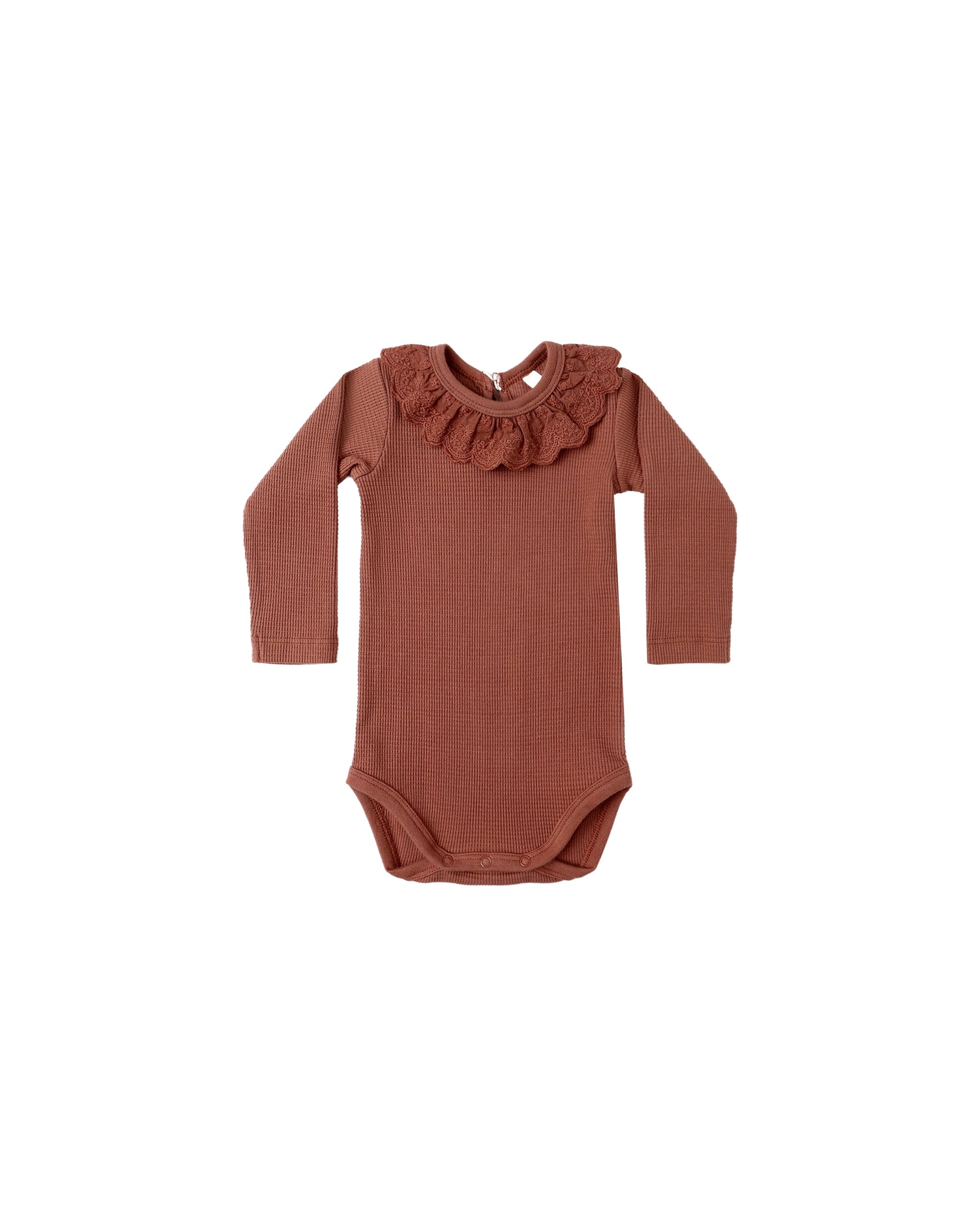 Qunicy Mae Ruffle Collar Bodysuit Cramberry 6-12M