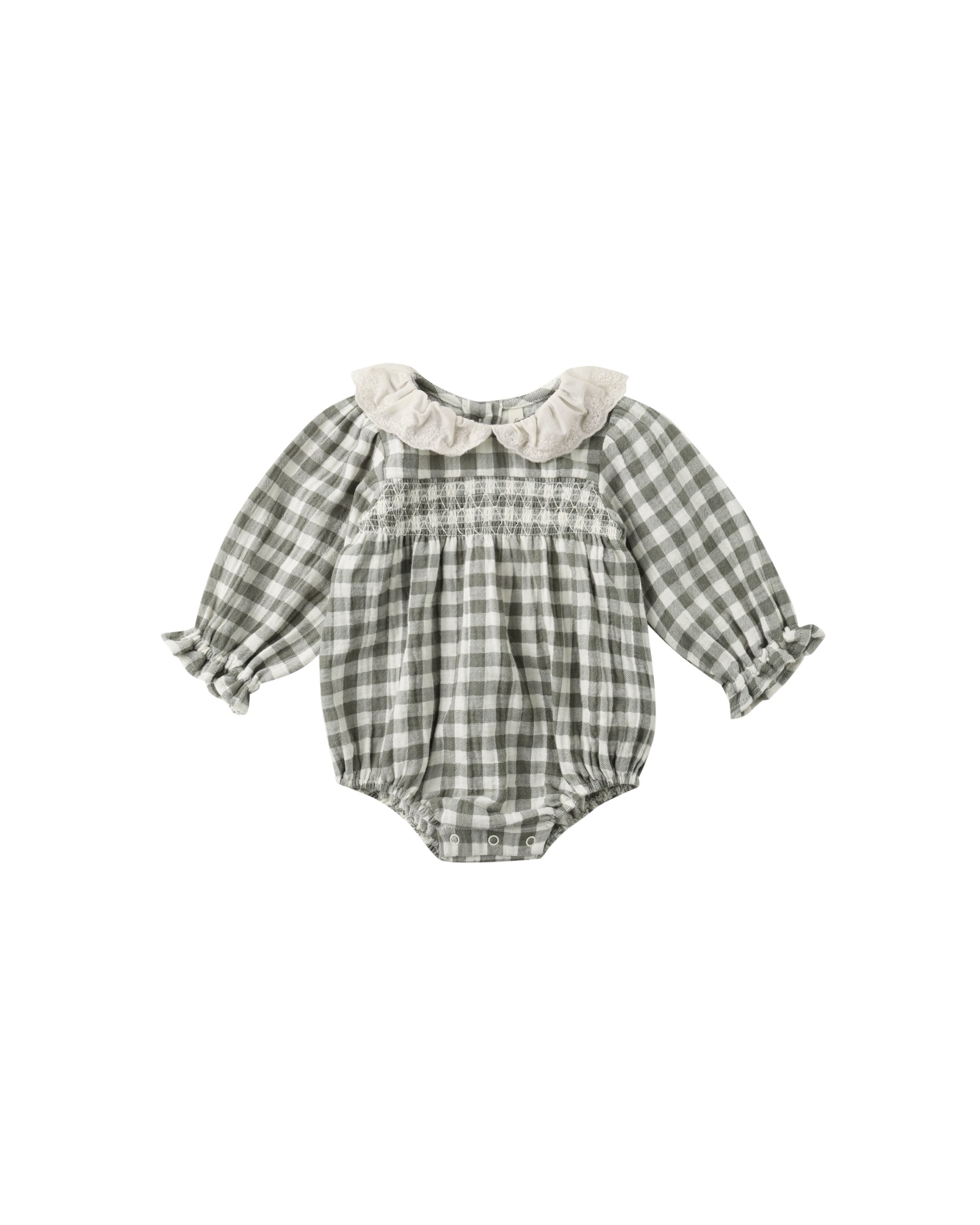 Quincy Mae Callie Romper Forest Check 6-12m