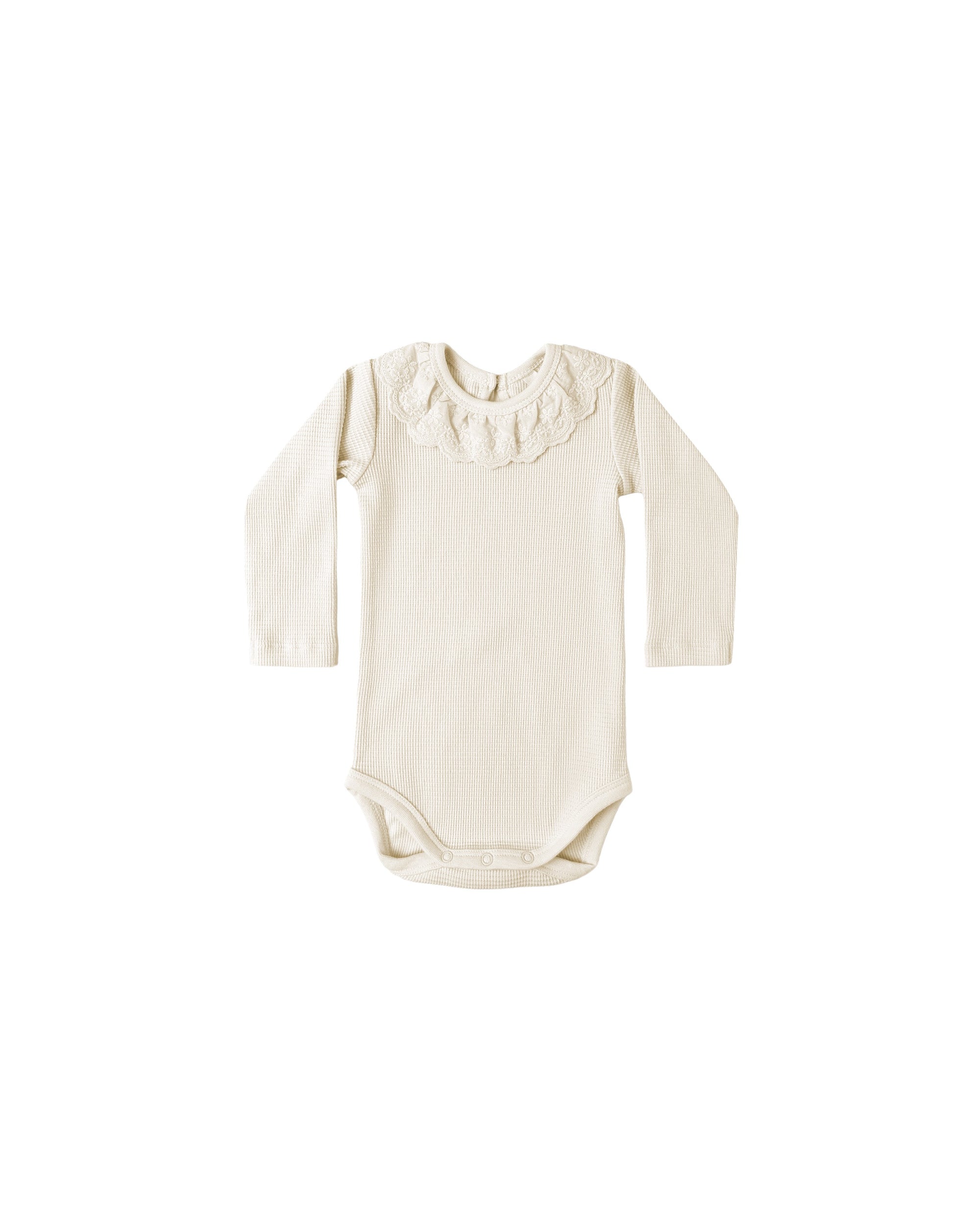 Quincy Mae Ruffle Collar Bodysuit  Natural 3-6m