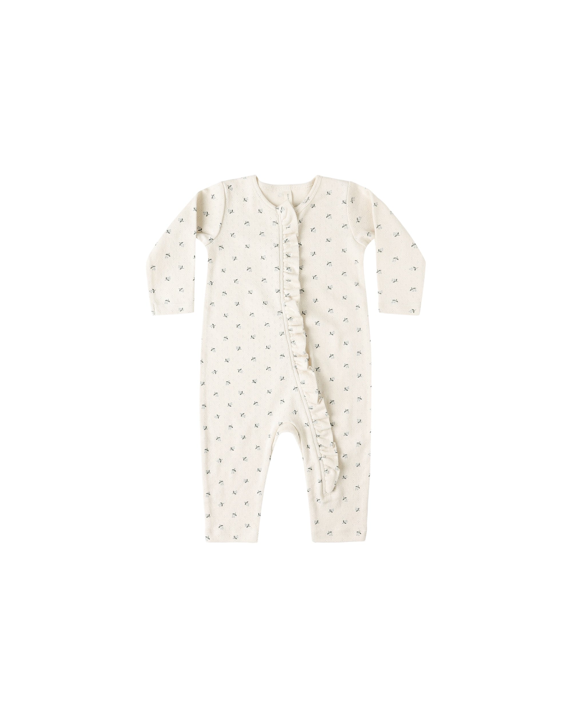 Quincy Mae Ruffle Jumpsuit Blue Ditsy 6-12m