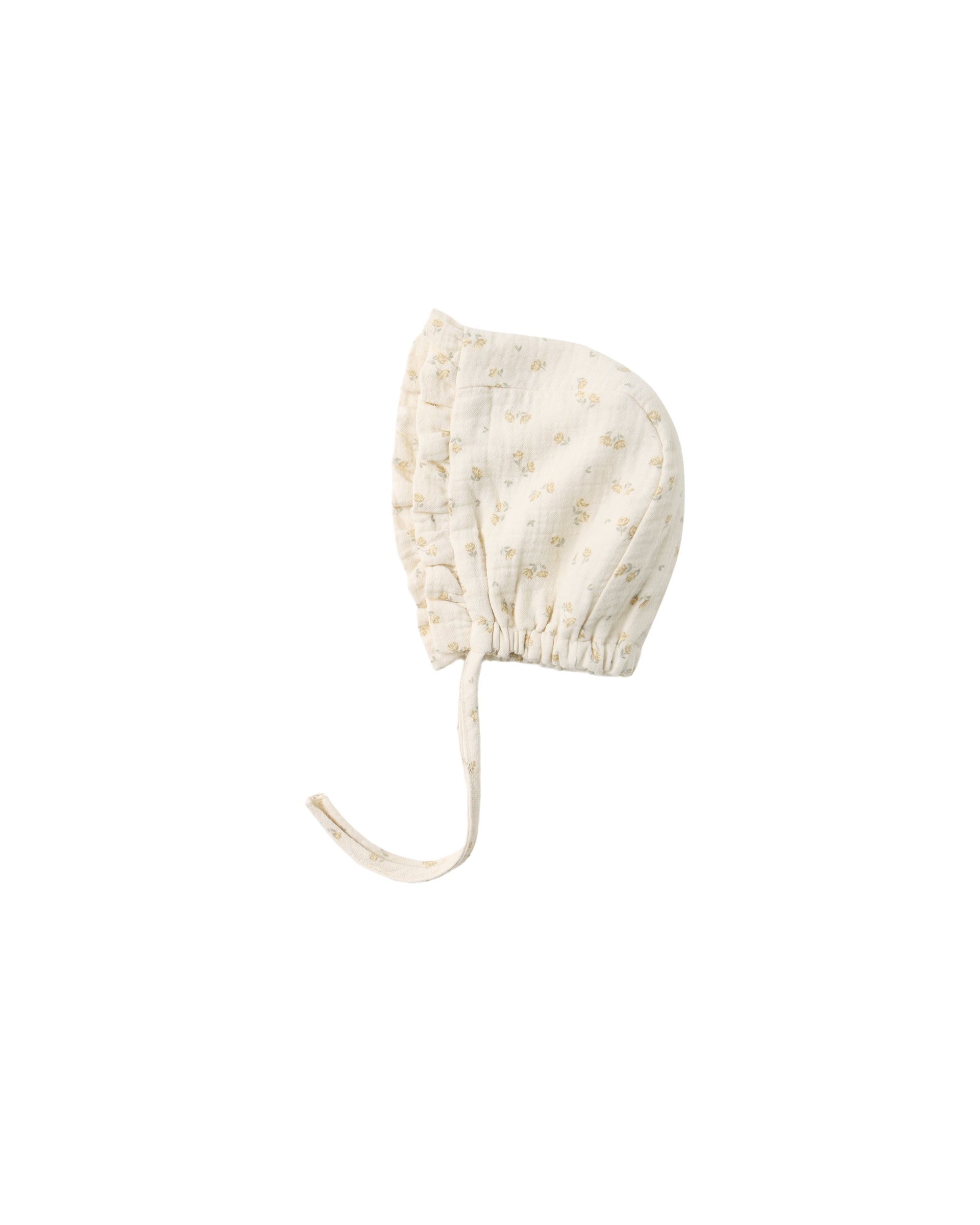 Quincy Mae Woven Ruffle Bonnet Golden Floral 12-24m