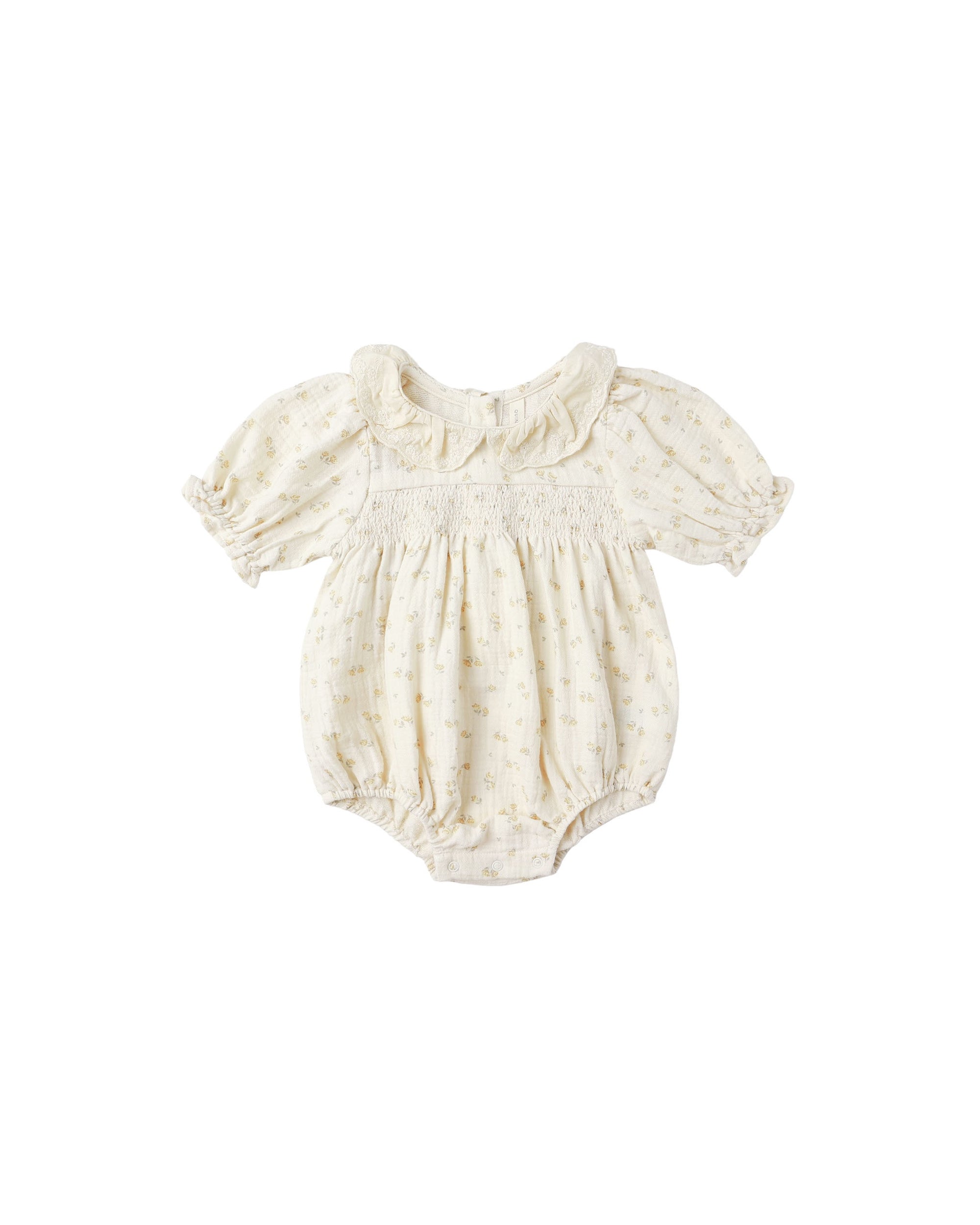Quincy Mae Collared Bubble Jumpsuit Golden Floral 6-12m