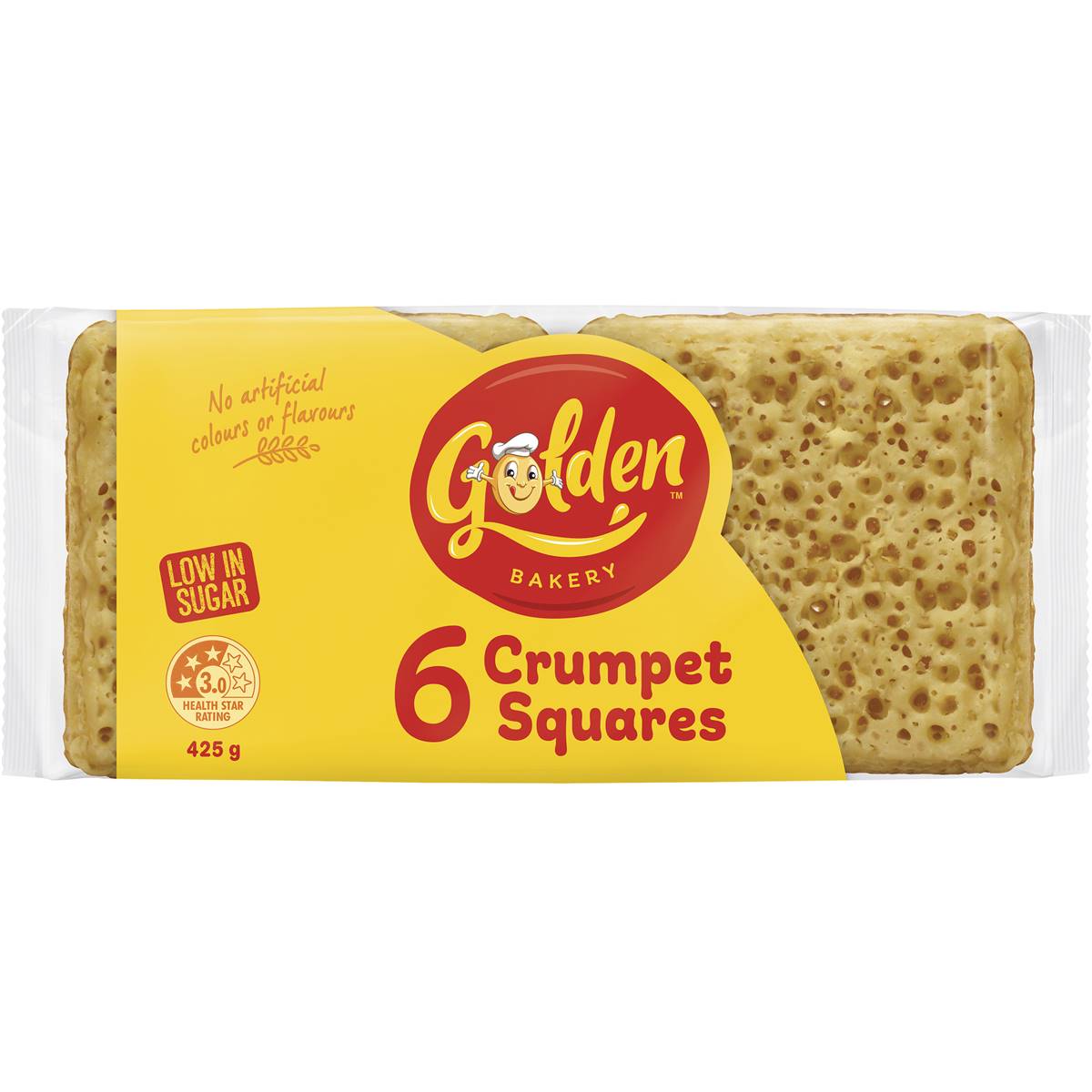 Golden Crumpet Squares 6Pk 425g