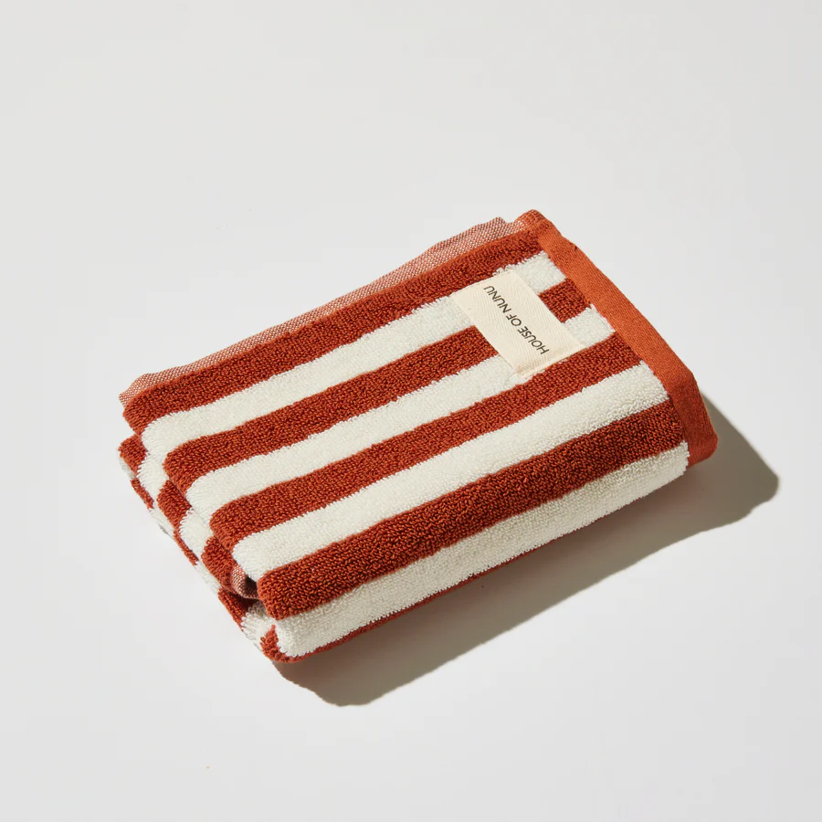 Hand Towel - Red Ochre Stripe