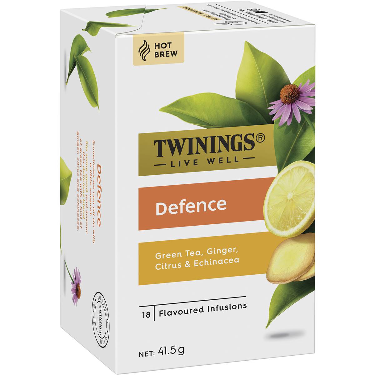 Twinings Defence + Green Tea, Ginger, Citrus & Echinacea Tea Bags 20pk