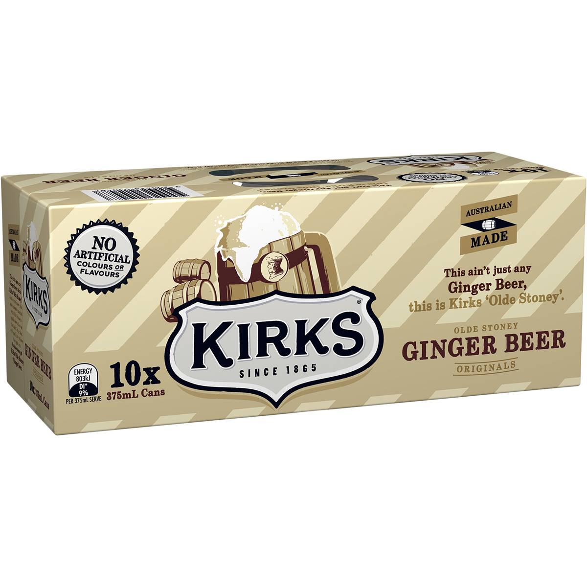Kirks  Cans Ginger Beer 375ml 10Pk