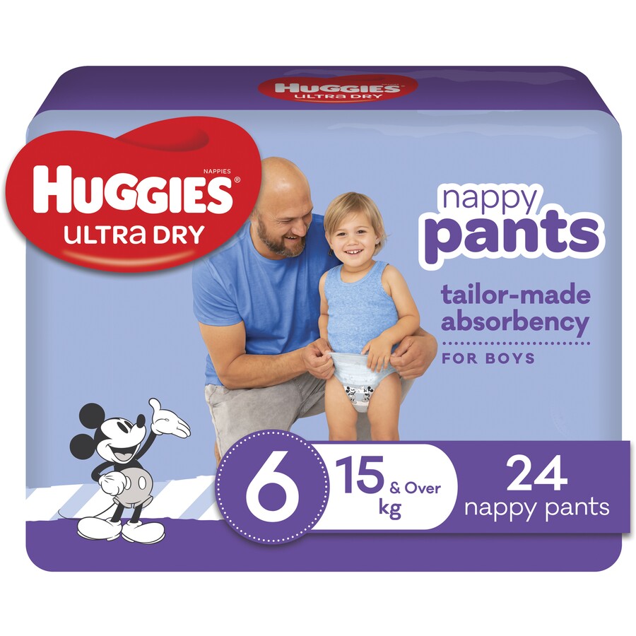 Huggies Nappy Pants  Size 6 Boys  24pk