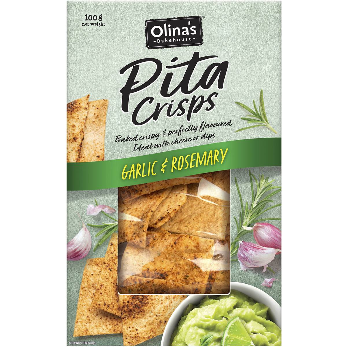 Olina's Garlic & Rosemary Pita Crisps 100g