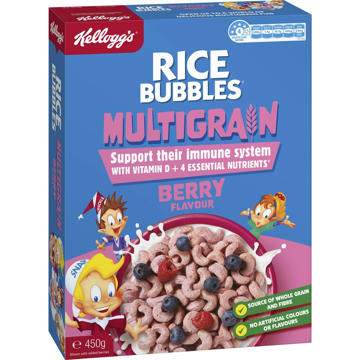 Kellogg's Rice Bubbles Multigrain Berry 450g