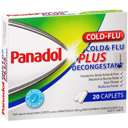 Panadol Cold & Flu Plus Decongestant 20 Caplets