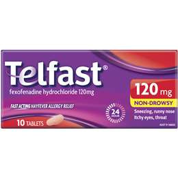 Telfast Hayfever Allergy Relief 120mg 10 Tablets