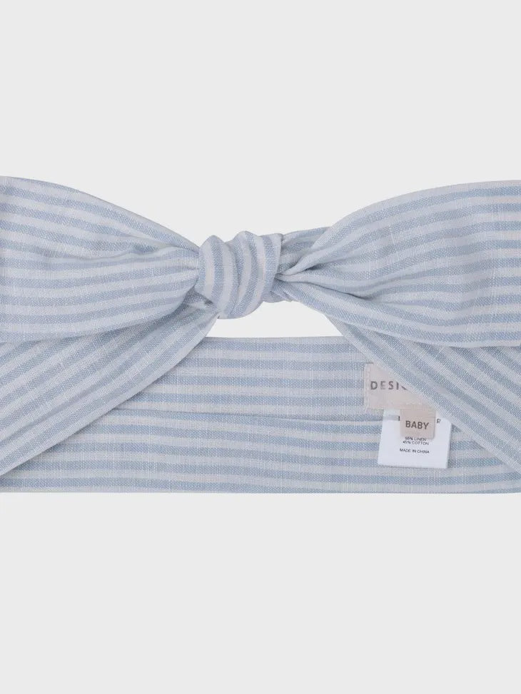 Linen Headband Sky Blue Stripe