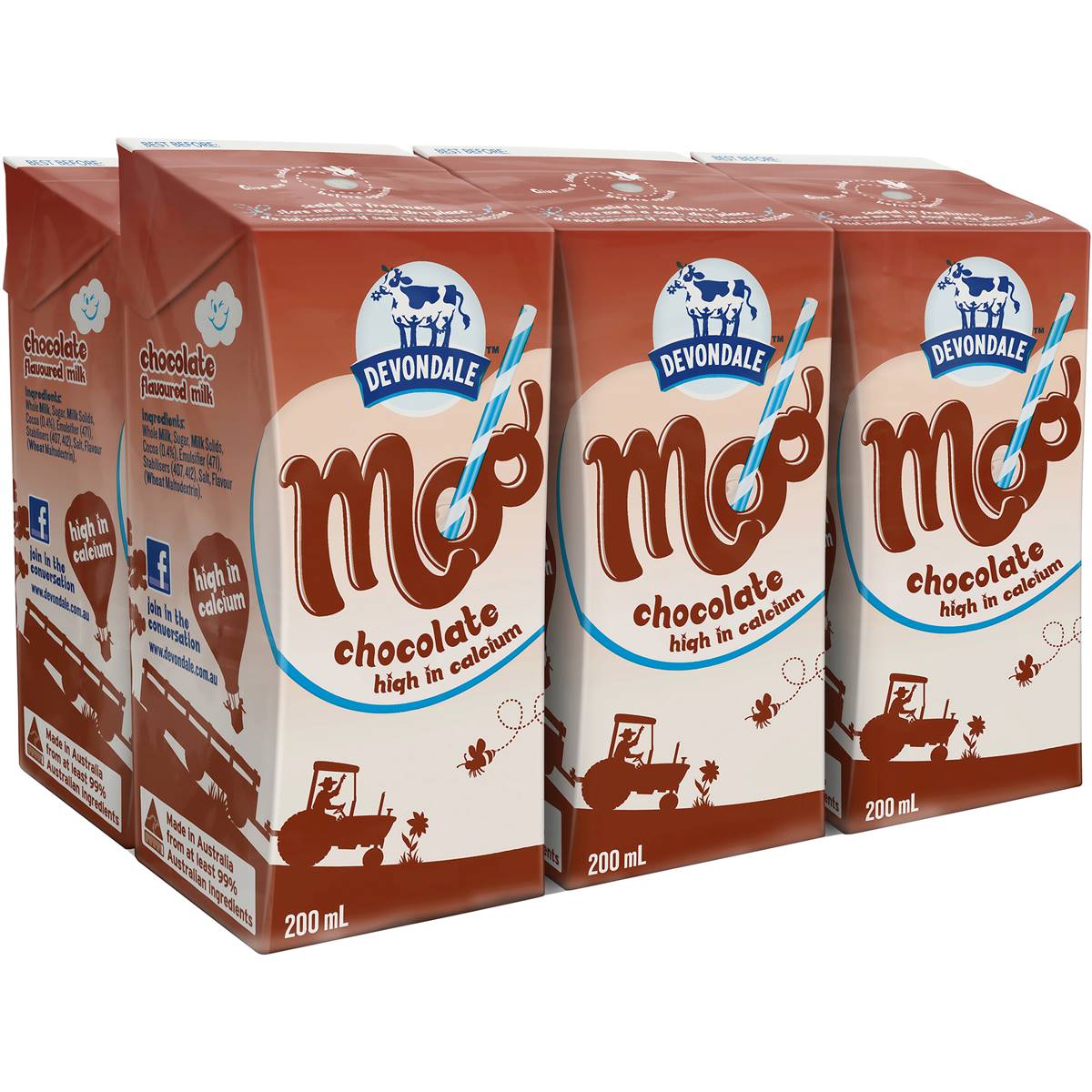 Devondale Moo Chocolate Milk 200ml 6pk