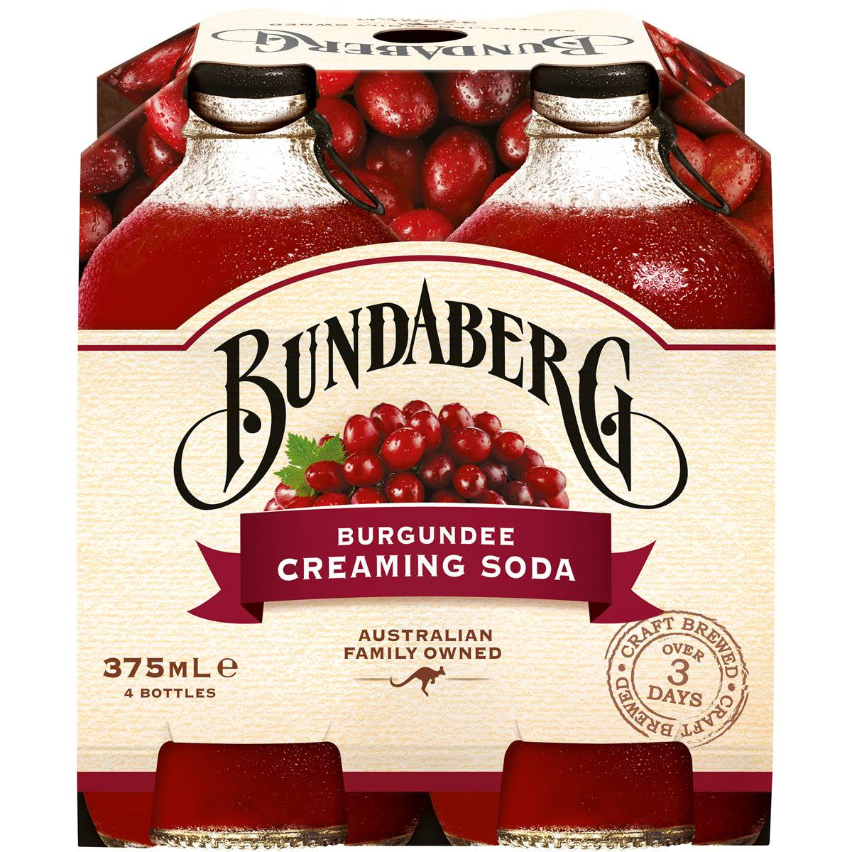 Bundaberg Burgundee Creaming Soda 4 x 375ml