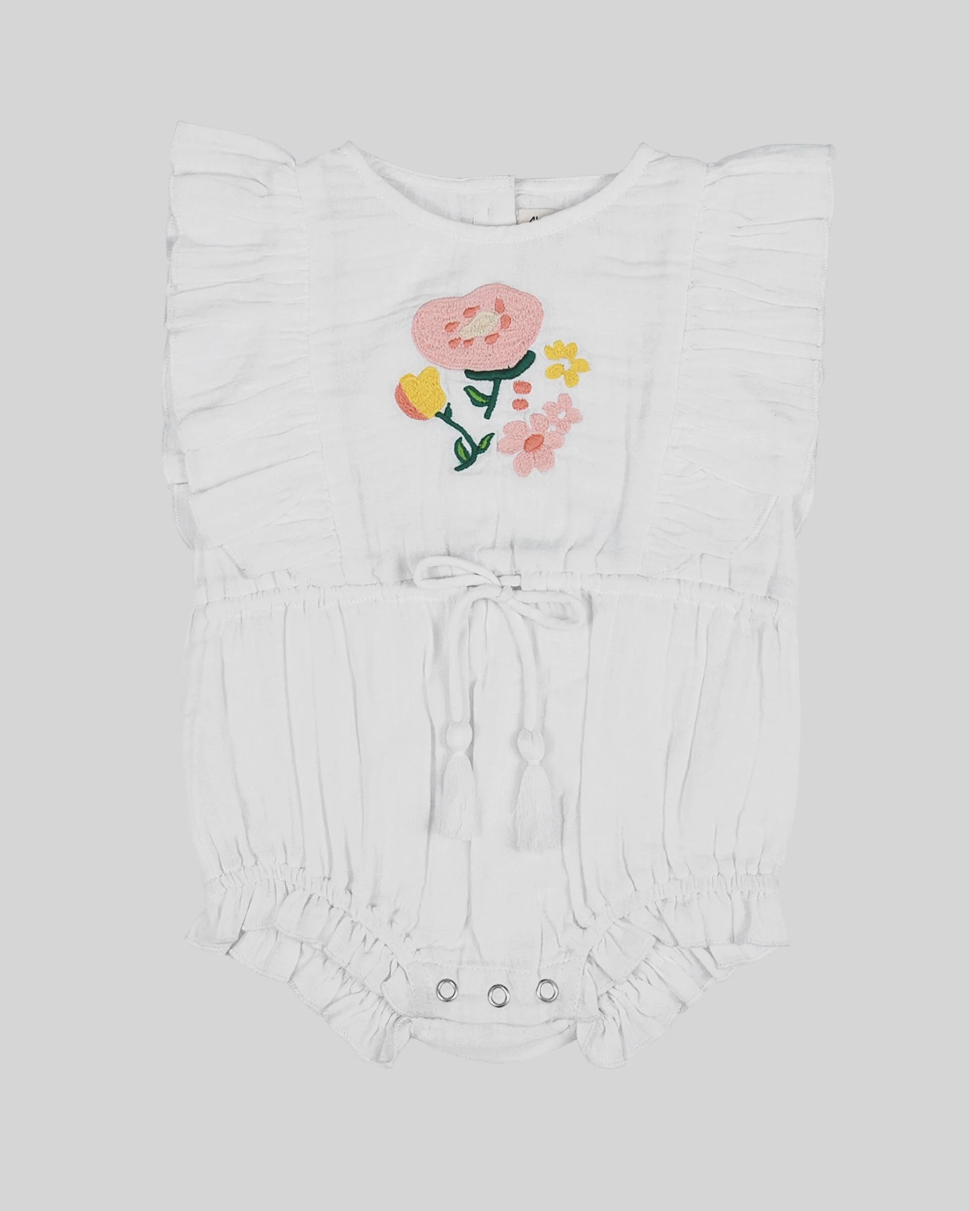 Alex and Ant Mia Playsuit - White Flower Embroidery