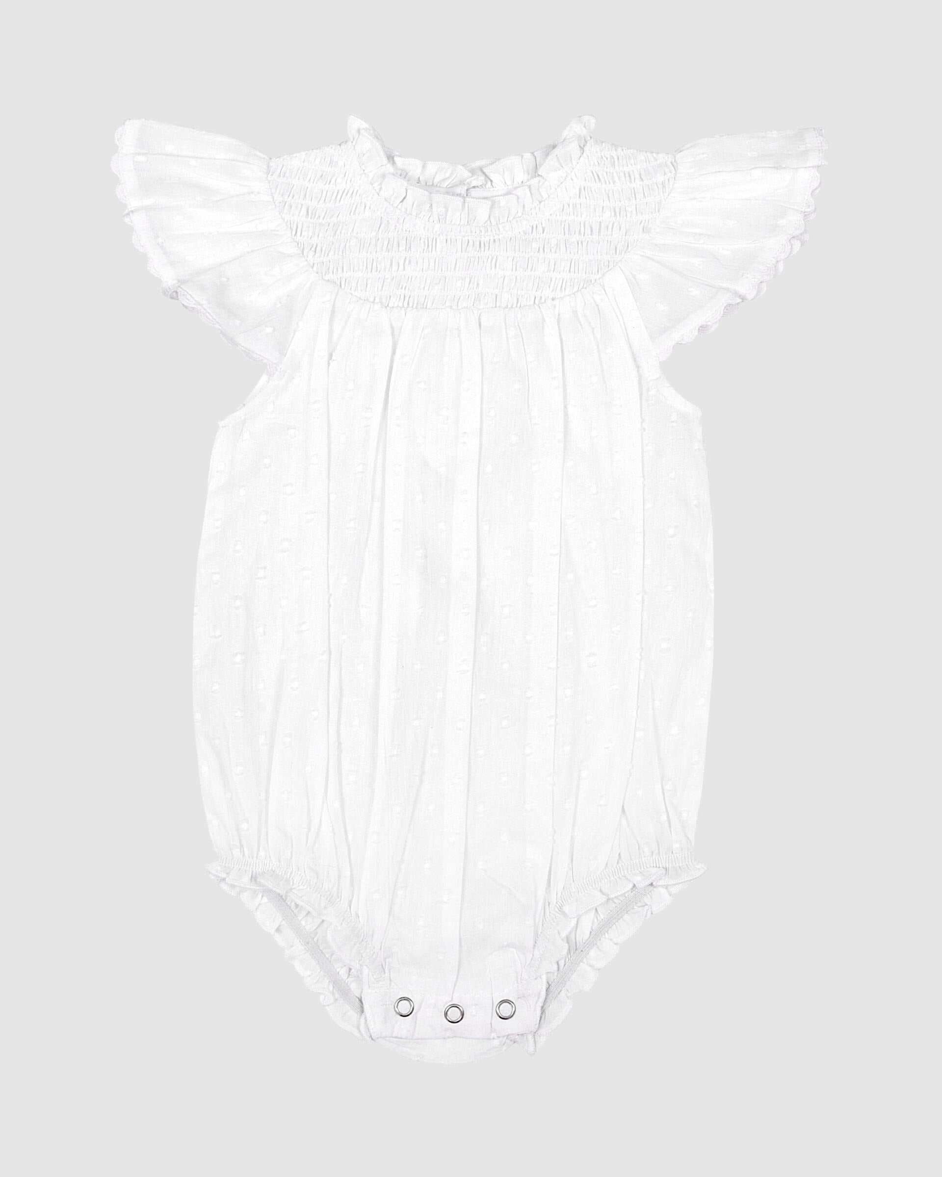 Alex and Ant Aria Playsuit - White Dobby Ric Rac