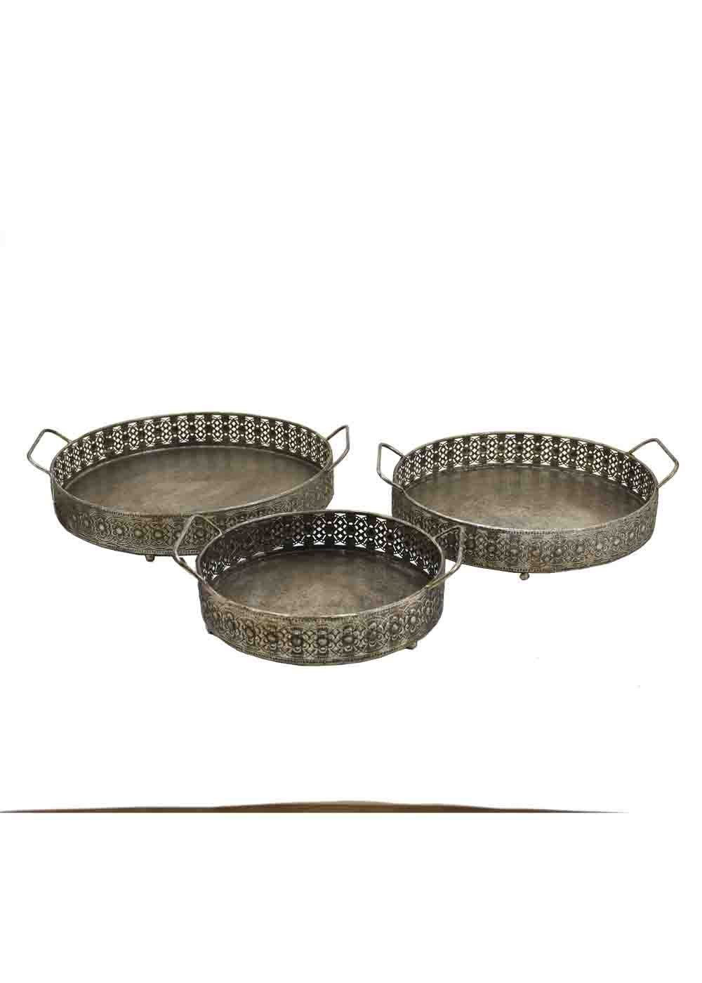 Silver Round Metal Tray - Large