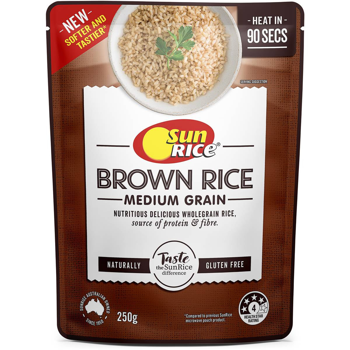 Sunrice Microwave Medium Grain Brown Rice 250g