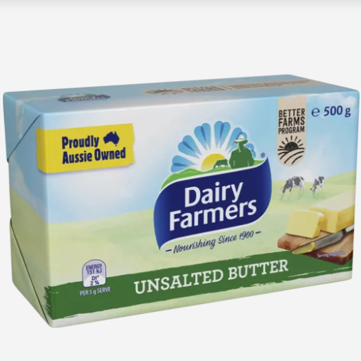 Dairy Farmers Unsalted Block Butter 500g